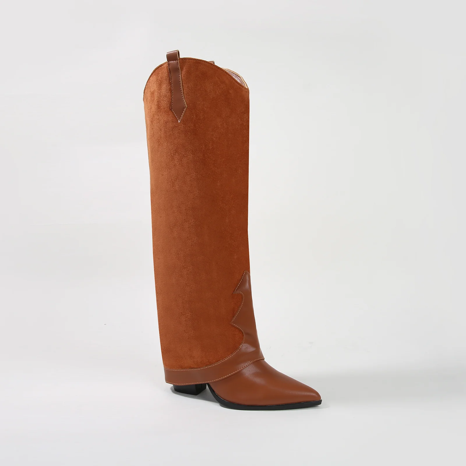 Brandy Suedette Foldover Knee High Boots - Image 9