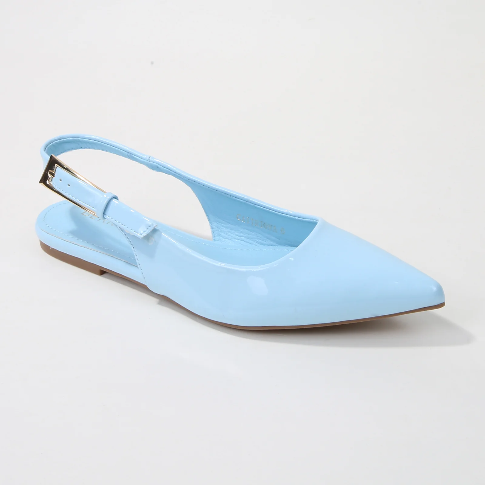 Caitriona Glossy Pointed Toe Slingback Flats - Image 16