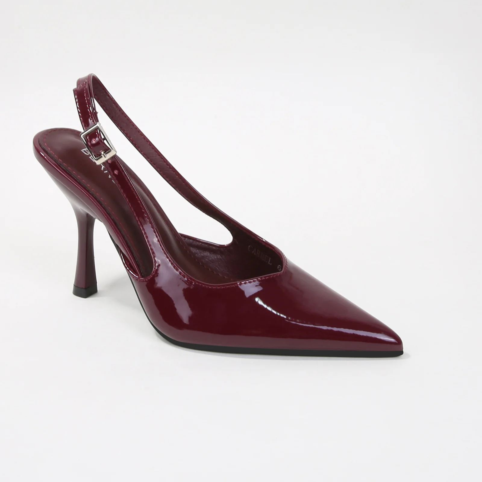 Carmel Patent Pointed Toe Stiletto Slingback Heels - Image 13