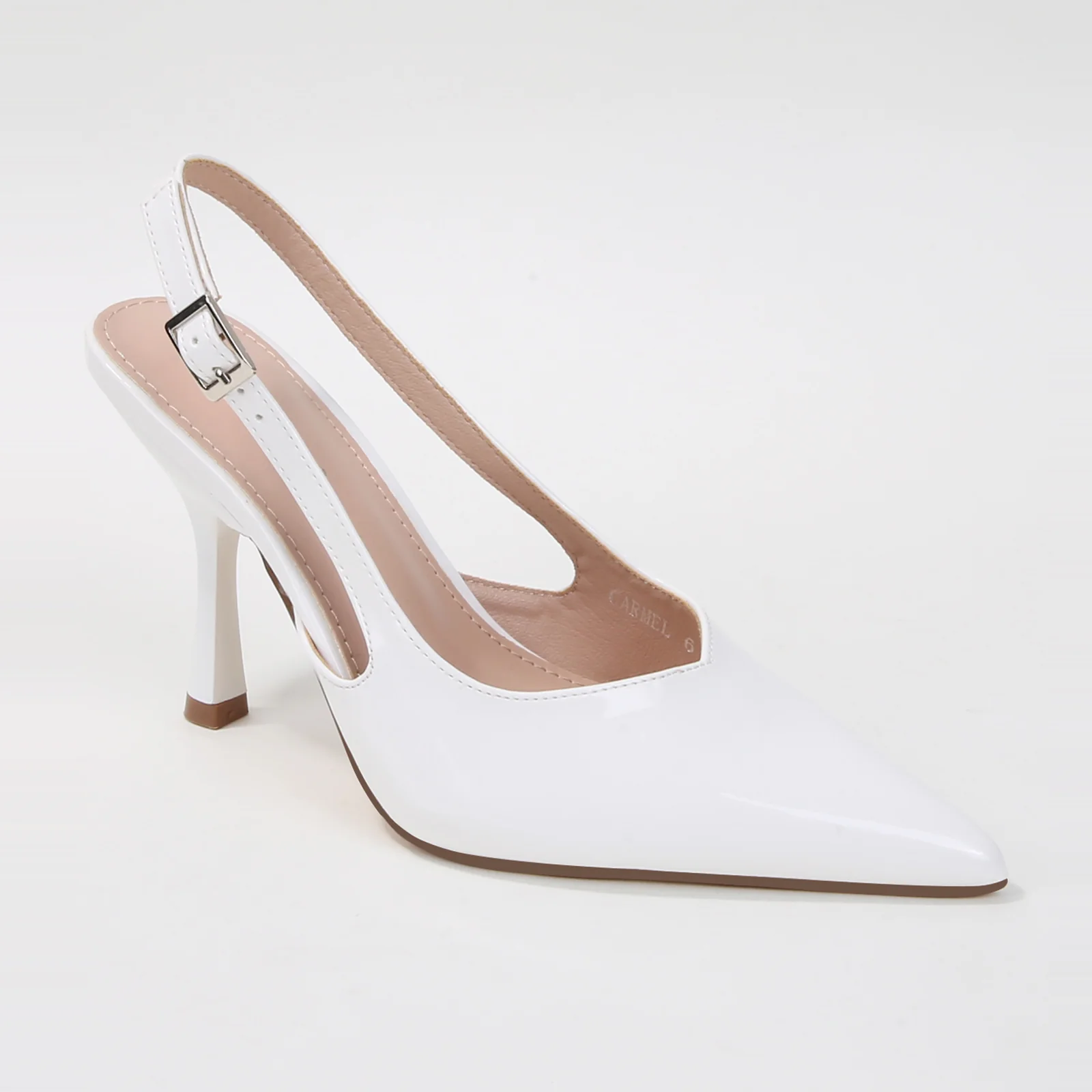 Carmel Patent Pointed Toe Stiletto Slingback Heels - Image 17