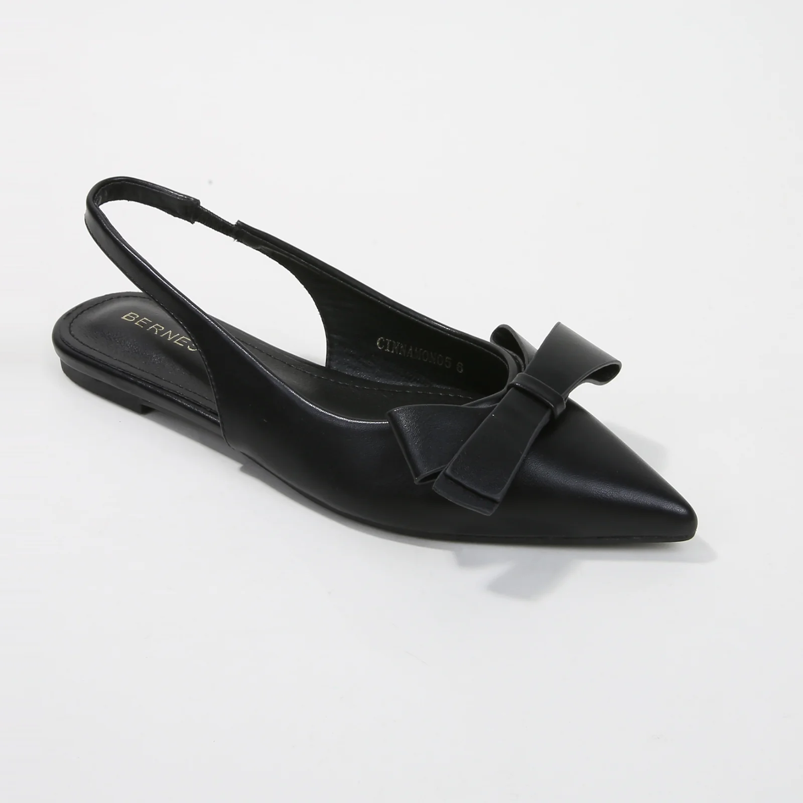 Cinnamon Vegan Leather Slingback Flats with Bow Detail - Image 5