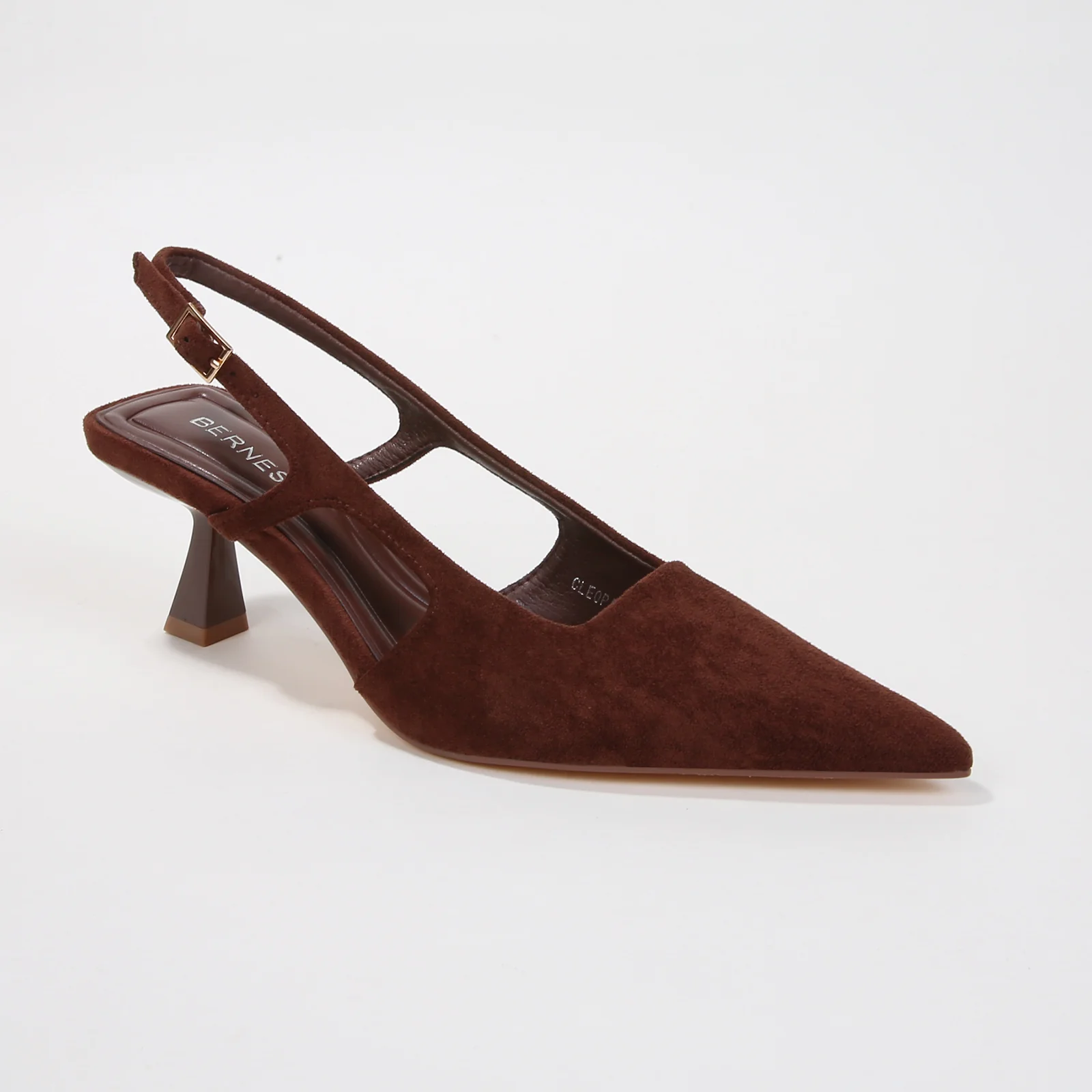 Cleopatra Suede Cutout Slingback Kitten Heels - Image 9