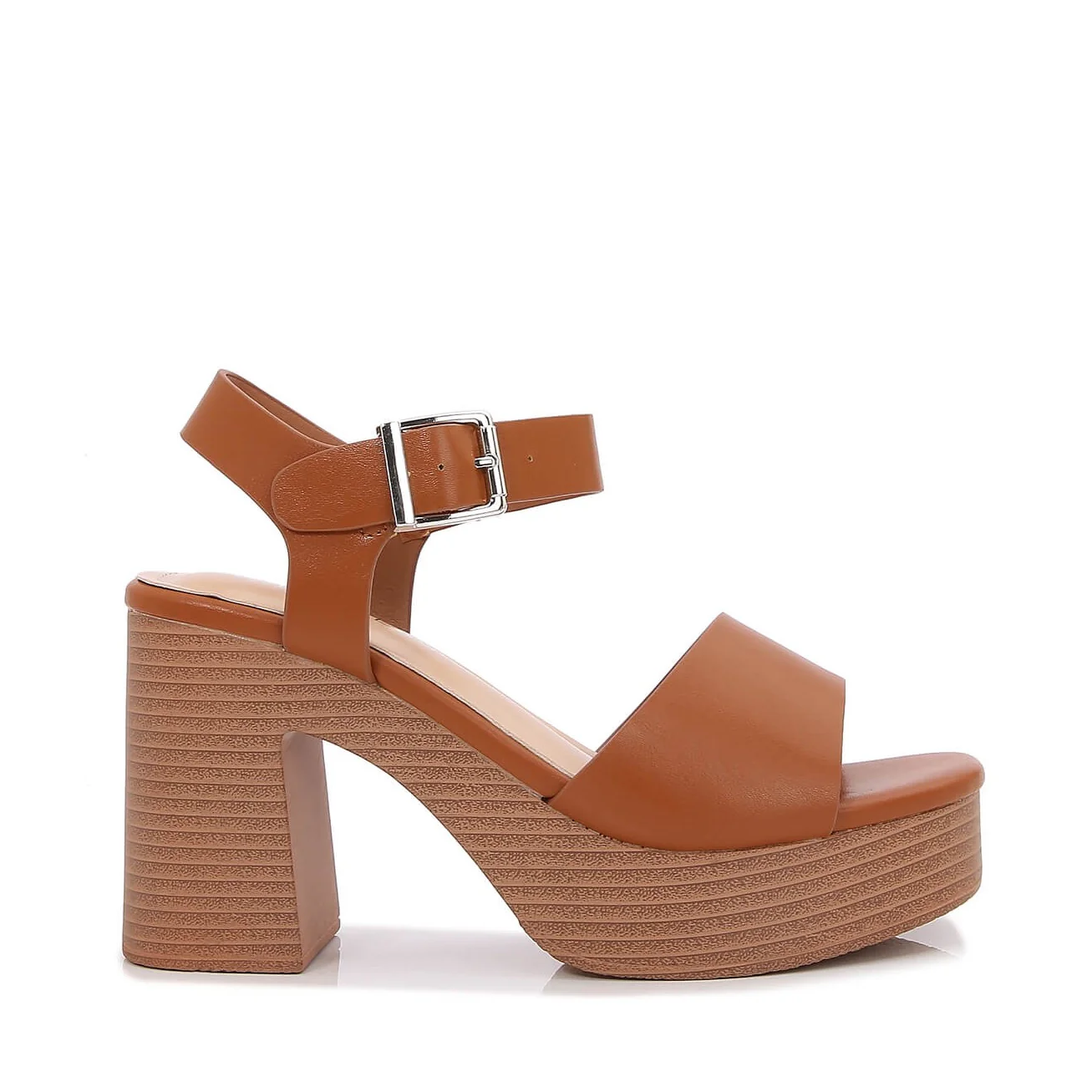 Eulala Metallic Gold Platform Block Heel Sandals - Image 10