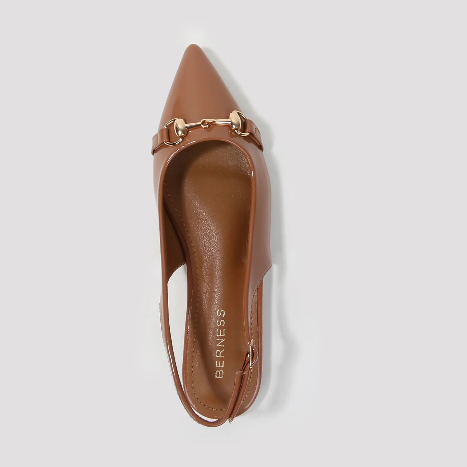 Rio Patent Slingback Flats with Chain Detail - Image 12